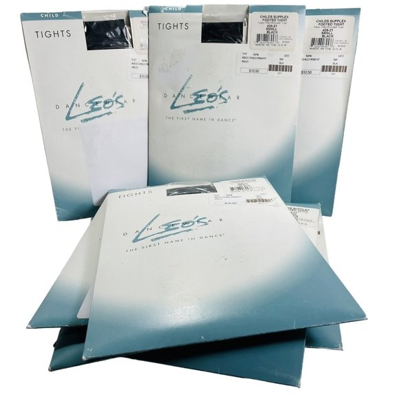 8 Pairs Leo's 409-21 Girl's Small 4-6 Black Supplex Firm Footed Tights - Picture 9 of 9